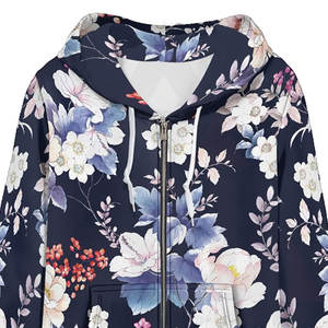 เสื้อฮู้ดผ้าเทอร์รี่สำหรับผู้หญิง ฤดูหนาว สีกรมท่า ลายดอกไม้ พิมพ์ลาย น้ำหนักเบา มีตัวเลือกโลโก้ด้านหน้า เหมาะสำหรับสวมใส่ลำลอง - Product Image 6