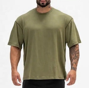 T-shirts à épaules tombantes gris uni col rond manches courtes en coton coupe classique décontractée personnalisables teints unis - Product Image 5