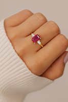 Bague vintage de luxe en rubis rouge véritable de qualité supérieure, argent sterling 925 plaqué or 14 carats, rubis naturel certifié IGI