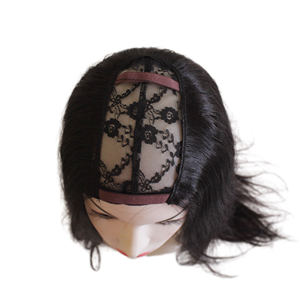 Natural Human Hair Wig Double-Drawn <b>Lace</b> Front Wig With Adjustable Stretch Mesh Dome Cap <b>Black</b> Upart Wig Weft - Product Image 6
