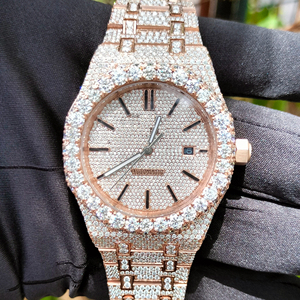 Của nam giới 20mm thép không gỉ cổ tay xem moissanite vvs rõ ràng rực rỡ cắt kim cương thời trang hip hop phong cách kinh doanh cổ - Product Image 1