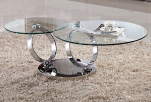 Tavolino da Caffè Moderno in Acciaio Inossidabile e <span class=keywords><strong>Vetro</strong></span> Temperato con Design <span class=keywords><strong>Rotondo</strong></span> Elegante <span class=keywords><strong>per</strong></span> Soggiorno, Appartamento e Casa Contemporanea - Product Image 5