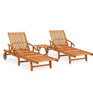 Asahi Mesa Auxiliar Directa de Fábrica Madera de Acacia Sólida Acabado en Aceite Servicio OEM Tumbona para Patio Jardín Playa Piscina Hecho en Vietnam - Product Image 2