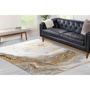 Tapis en laine beige traditionnel patchwork, tapis en velours personnalisé avec envers en latex - Product Image 2