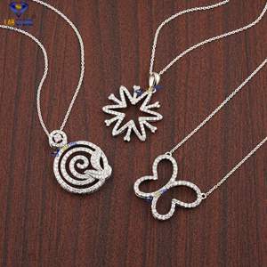 0.801 TDW Colgante de diamante de corte redondo con cadena 925 Plata Diamante no certificado Cvd/Hpht Diamante Piedra de laboratorio - Product Image 5