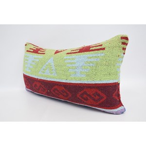 Geometric Green Wool <b>Pillow</b> 12x24 Inches Vintage Print Traditional Design Plain Decorative Cushion Portable Woven Technique - Product Image 4