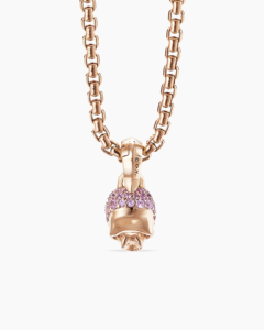 Colgante de amuleto de calavera para joyería de moda para mujer, colgante chapado en oro rosa de 18K con diamante de pavé completo - Product Image 3