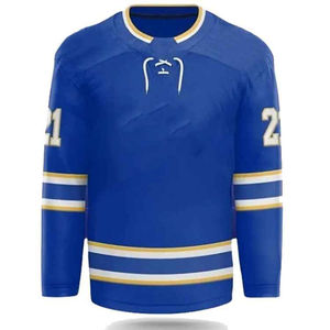 Maillot de hockey sur glace pour hommes 100% polyester à manches longues impression par sublimation logo d'équipe personnalisé fourniture de vêtements de sport en gros bon marché - Product Image 2