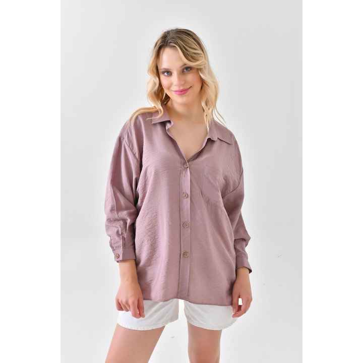 Women's Shirt Oversize Flowy Single Pocket