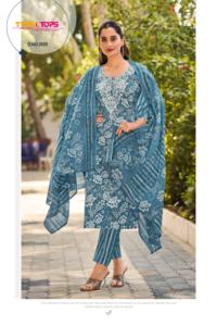 Traje de algodón de moda con Dupatta Premium Elección perfecta para ocasiones Regalo y uso diario elegante Listo para exportación - Product Image 2