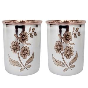 IndianArtVilla Steel Copper Floral Design Drinkware Gift Set of 1 <b>Jug</b> & <b>Glass</b> Set With Blue Gift Box- 1500 ML - Product Image 5