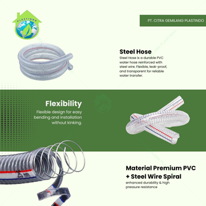 Tuyau d'irrigation industriel en PVC renforcé de fil d'acier, résistant à la chaleur, aux produits chimiques et aux UV, haute pression, transparent, 100 m, 5/8 pouce - Product Image 5