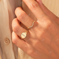 Anillo de Sello Personalizado Hecho a Mano con Diamantes VVS Cultivados en Laboratorio, Oro Sólido Rosa de 10k-18k, Certificado, para Mujer