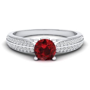 REYES Calidad Premium 14K Sólido Oro Rosa Moissanita y Granate Piedra Preciosa Anillo de Promesa Diseñador de Moda Joyería Fina Regalos - Product Image 5