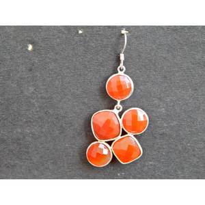 ต่างหูเงินสเตอร์ลิงทำด้วยมือ925K อัญมณีโอนิกซ์สีแดงเครื่องประดับเงิน925K พร้อมหยกเป็นหินหลักความคิดที่สมบูรณ์แบบ - Product Image 2