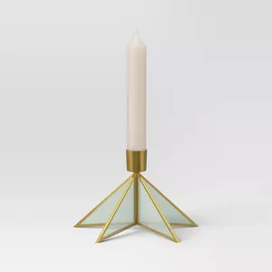 Portavelas piramidal superior para sostener velas de Pilar superficie texturizada Portavelas de oro martillado elegante - Product Image 2