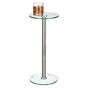 <b>Clear</b> Acrylic Round Side <b>Table</b> with Brass-Colored Metal Support Rod for Office or Living Room Use Coffee <b>Table</b> - Product Image 5
