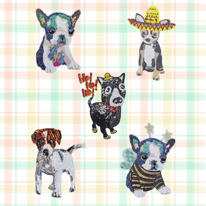 Patch en PVC thermocollant brodé de sequins en forme de chien pour accessoires de mode - Product Image 1