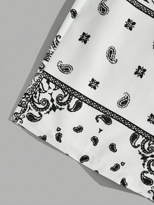 Pantalones cortos estampados de tendencia para hombre, bolsillos estampados, cintura elástica, Hip Hop, algodón Vintage, pantalones cortos de lavado ácido personalizados para hombre - Product Image 4