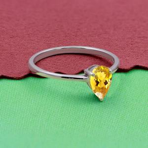 Anillo de citrino natural hecho a mano 925 Plata de Ley sólida Color amarillo forma de pera 925 Plata estampada anillo de joyería de plata hecho a mano - Product Image 5