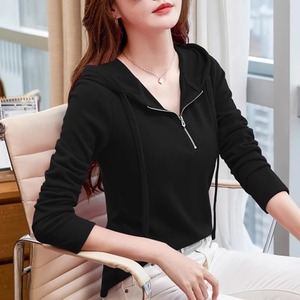 Sudadera con Capucha para Mujer, Otoño, Nueva Moda de Alta Gama, Talla Grande, Informal, Manga Larga, Camiseta de Jersey de Algodón Puro - Product Image 5