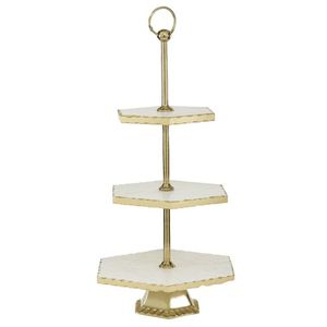 Esclusivo supporto per torte in metallo a 3 livelli utilizzato dai pasticcieri di ristorazione di fascia alta delle panetterie boutique e dagli stilisti di eventi nuziali - Product Image 4