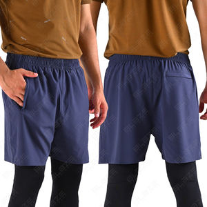 Short de sport de rue haute pour hommes pour l'entraînement de gymnastique Logo personnalisé 2-en-1 Sportswear Motif solide avec motif décoratif - Product Image 1