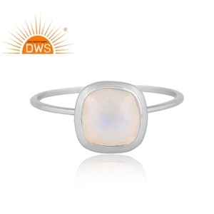 Latest Trending Sterling Silver Natural Rainbow <b>Moon</b> Stone Gemstone Stackable <b>Ring</b> Custom Jewelry Manufacturer - Product Image 2