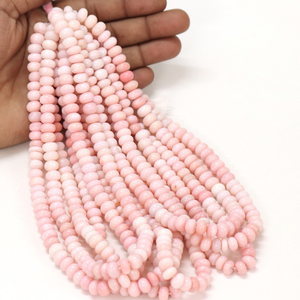 ลูกปัดโอปอลสีชมพูอ่อนทรงรอนเดลล์เรียบเนียน ขนาด 15 นิ้ว คุณภาพเยี่ยม ขนาด 7-10 มม. ลูกปัดพลอยโอปอลสีชมพูอ่อน คุณภาพ AAA สำหรับทำเครื่องประดับ - Product Image 1