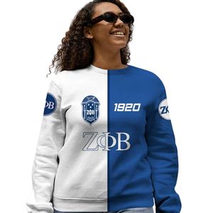 Sweat-shirt à col rond bleu grec Zeta Phi Beta 1920 pour femmes, vêtements brodés de la sororité, service personnalisé - Product Image 5