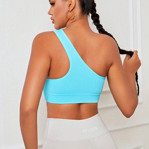 Logo personnalisé Gym Workout Fashion Soutien-gorge de sport à une épaule pour les femmes Fitness Wear Respirant Vêtements de sport pour femmes Yoga Top Vest - Product Image 4