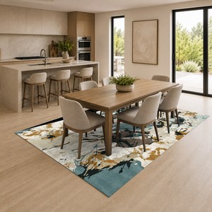 Tapis de salon en chenille antidérapant, imprimé numérique effet marbre multicolore neutre, lavable en machine, vente en gros RUGS DEPOT LXDP-0010 - Product Image 4