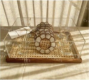 Gran oferta, bandeja de madera ecológica hecha a mano con asas, posavasos, 2 uds., artesanías de decoración India - Product Image 4