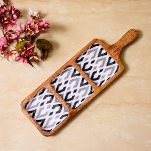 Platos de madera para postres y comida de calidad superior, forma personalizada, tamaño grande con trabajo Meena, Ideal para una cena elegante - Product Image 3