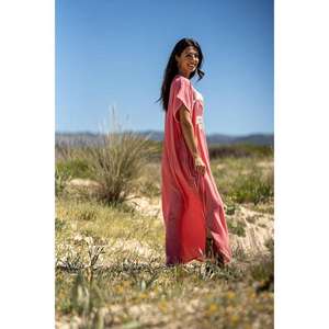 Robe longue caftan pour femme, couleur unie, brodée, col en V, style bohème, plage, resort, maxi caftan - Product Image 2