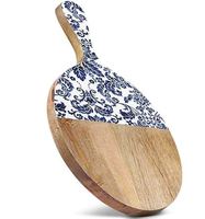 Handgemaakt natuurlijk houten snijplank met roestvrijstalen messenhouder, vaatwasserbestendig, aanpasbare maat en kleur, voor snijden en serveren
