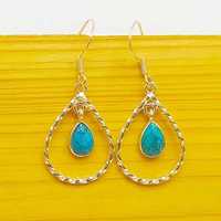 Boucles d'oreilles indiennes faites à la main en argent sterling 925 pierres précieuses turquoises rares pour les mariages fêtes idée cadeau du fabricant