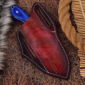 Cuchillo de caza de acero de Damasco de Venta caliente con mango de madera Cuchillos desolladores para exteriores con Funda de cuero - Product Image 5