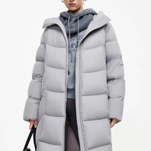 เสื้อแจ็คเก็ตขนเป็ดยาวกลางมีฮู้ดหนาสำหรับผู้หญิงเสื้อคลุมยาวให้ความอบอุ่นดีไซน์ใหม่สำหรับฤดูหนาว - Product Image 1