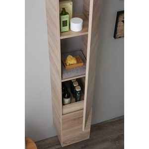 Columna de Baño Suspendida Well Belize Oak con 2 Puertas de Madera y Estante, Diseño Elegante para Uso Doméstico - Product Image 1