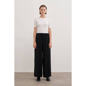 Jupe crayon droite en soie avec taille élastique et cordon de serrage - Product Image 1
