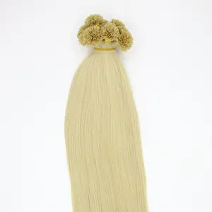 Bán buôn chất lượng tốt nhất nguyên liệu bó Tóc Việt U tip Keratin phần mở rộng tóc thẳng màu vàng