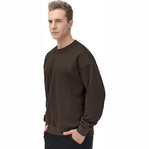 Nouveaux hommes sweat à capuche personnalisé 100% coton éponge française motif solide lavage à l'acide anti-rétrécissement sweat à col rond pour hommes - Product Image 1
