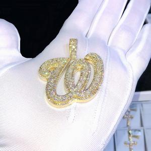 925 Sterling <b>Silver</b> Moissanite Diamond Letter <b>Pendant</b> Alphabet Iced Out Gold Plated Hip Hop Jewelry <b>for</b> <b>Men</b> Hot Selling Custom - Product Image 6