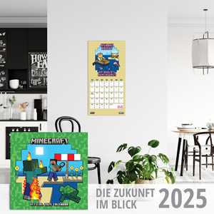 Calendrier mural Minecraft 2025 avec des scènes sur le thème de Minecraft pour chaque mois de l'année - Product Image 2