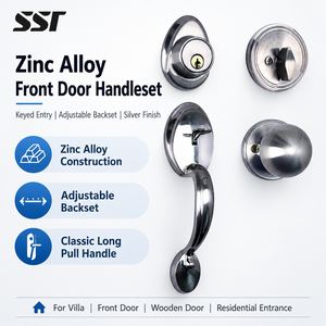 Juego de Manijas para Puerta Principal de Aleación de Zinc, Ajustable, con Cerradura, Resistente, para Puerta de Entrada de Villa - Product Image 1