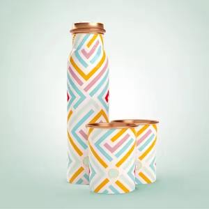 Botella de cobre puro de calidad superior con boca ancha, tapa fuerte fácil de llenar y botella ecológica para agua saludable de la India - Product Image 3