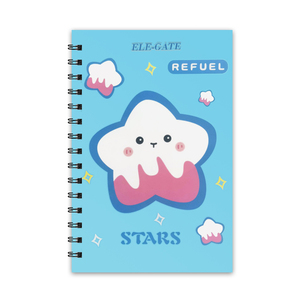 Quaderno a Righe da 80 Pagine con Copertina a Stella e Spirale Metallica, Diario B5 Rilegato in Pelle con Copertina A5 in Legno Stile Stampato - Product Image 3