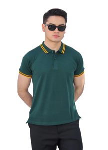 เสื้อโปโลทรงสลิมฟิตสำหรับผู้ชายเสื้อยืดคอสีตัดกันแขนสั้นเสื้อโปโลผ้าฝ้ายลำลองสำหรับใส่ออกกำลังกาย - Product Image 4