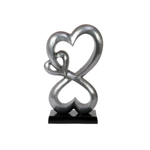 Heart Shape Silver Color Metal Sculpture Handicraft Decorative <b>Object</b> Showcase Using for Restaurant Decoration Handmade in Bulk - Product Image 1